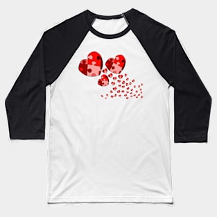 Red Confetti Hearts Baseball T-Shirt